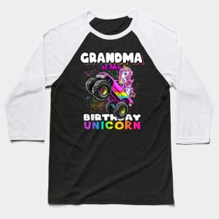 Grandma Of Birthday Unicorn Monster Truck Matching Family Baseball T-Shirt